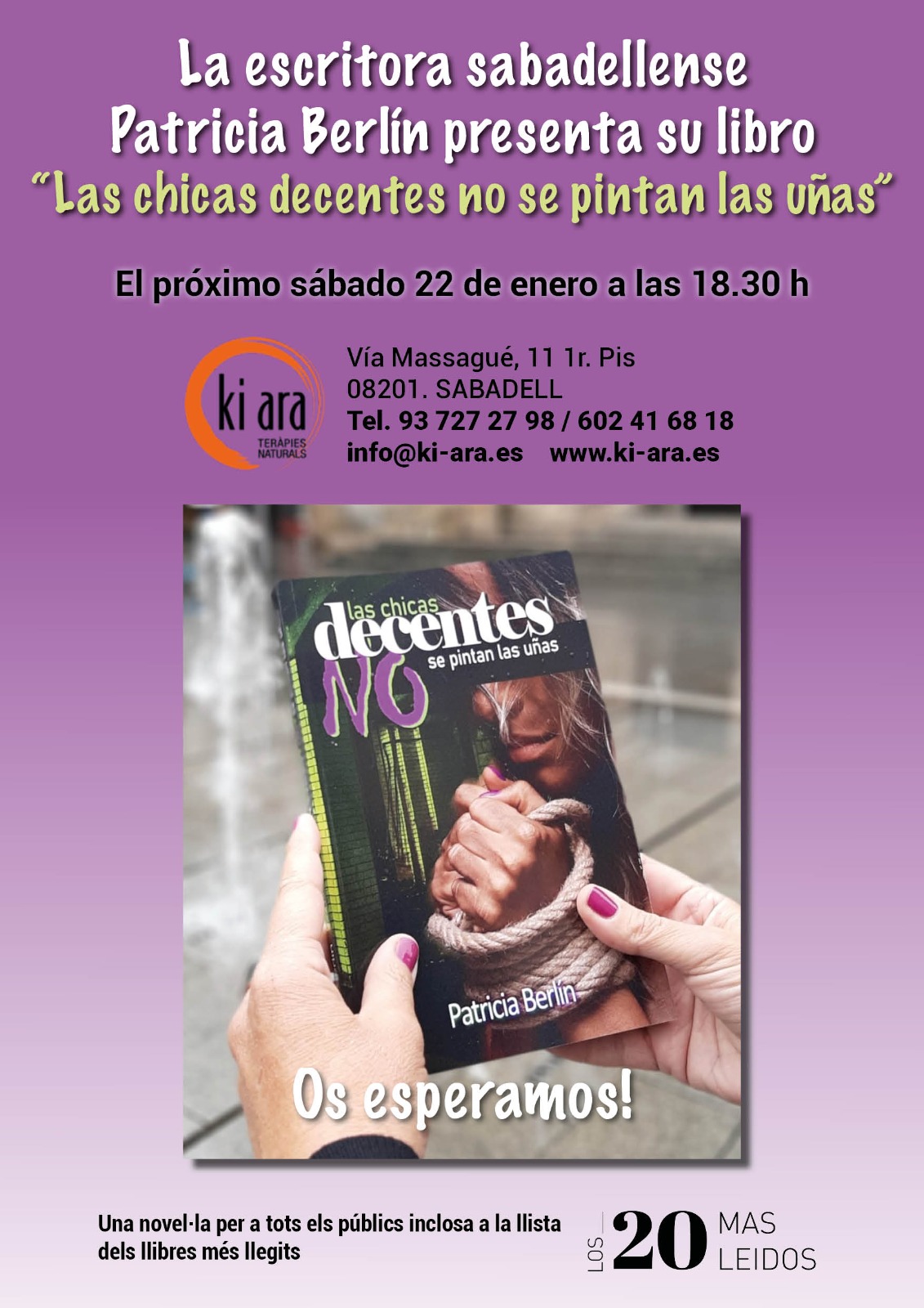 KI ARA. Centro de terapias naturales (Sabadell) | PRESENTACIÓN DEL LIBRO  “LAS CHICAS DECENTES NO SE PINTAN LAS UÑAS” (ENERO)